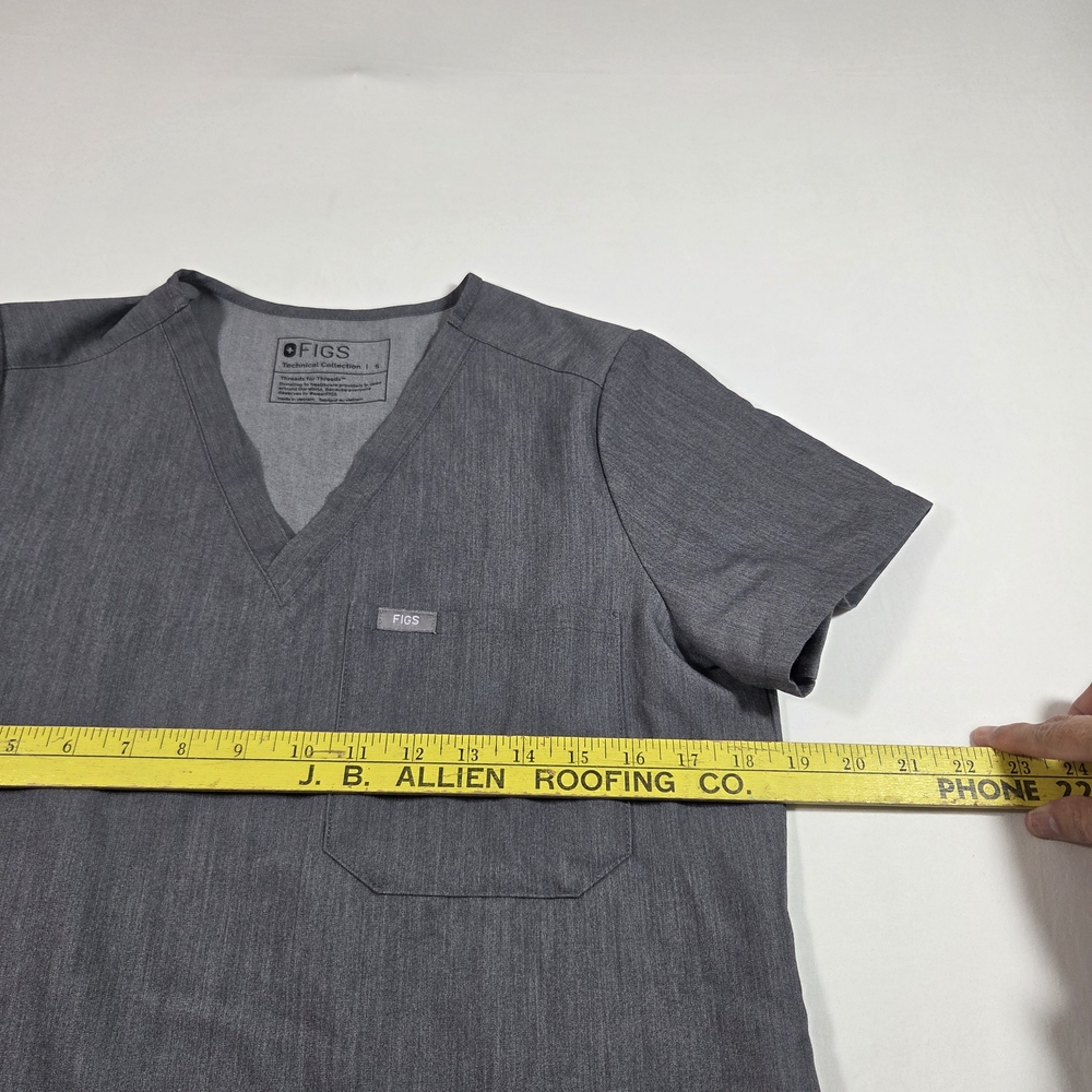 Figs Scrubs Top Gray V-Neck Top Short Sleeve Nurse Top Charcoal - Picture 7 of 9